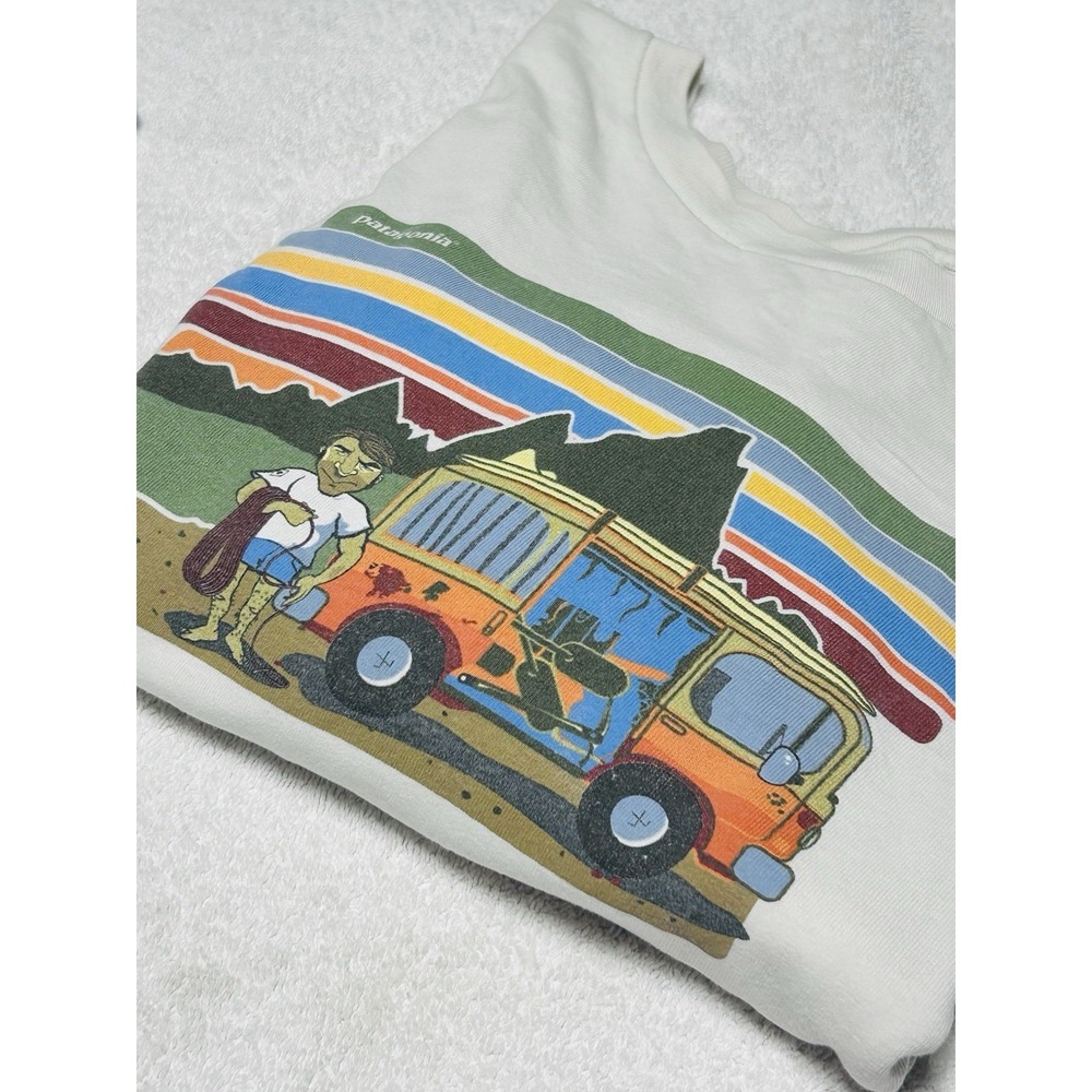 Patagonia Climber Van Life print XL 100% Organic Cotton Off White RARE